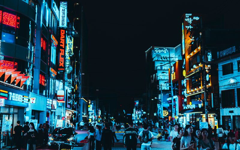 Hongdae street at night